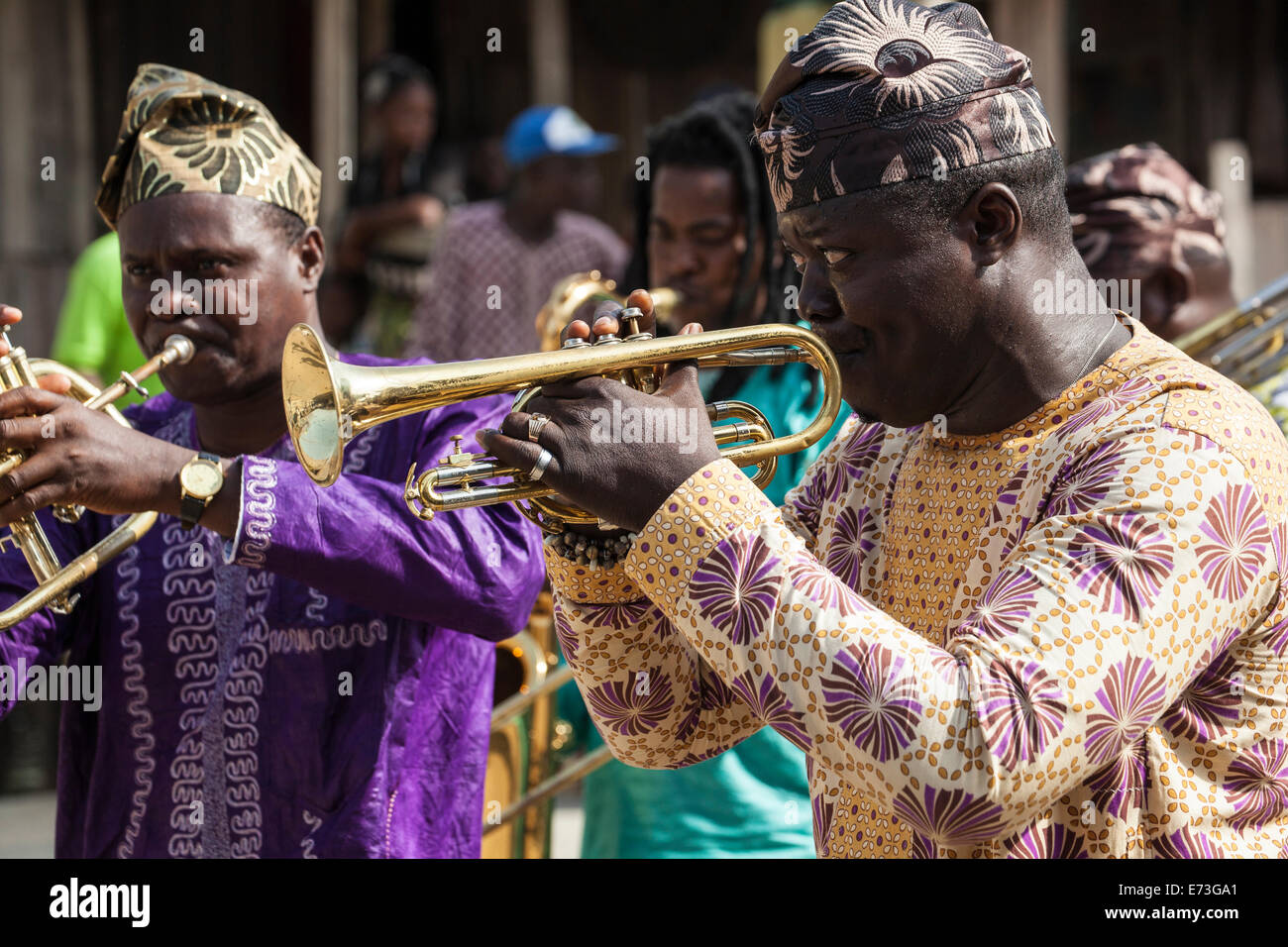 L'Afrique, Bénin, Ganvie. Gangbe Brass Band. Banque D'Images