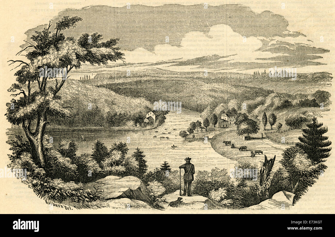 1854 Antique gravure, bataille de la Brandywine, Pennsylvania, USA. Banque D'Images