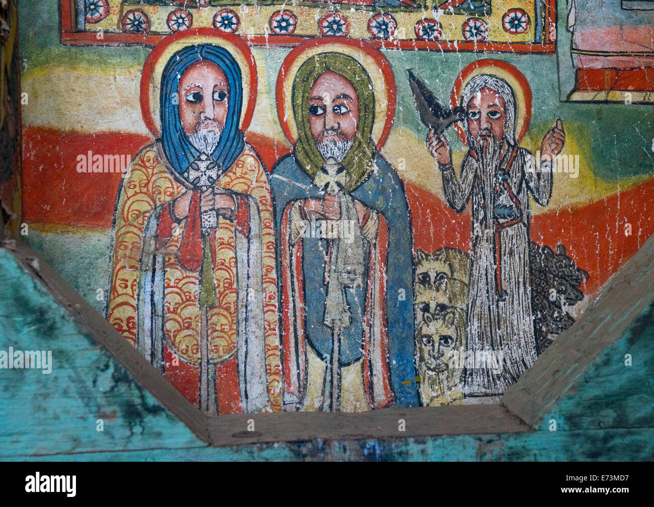 Ora Kidane Merhet peinture murale de l'Église, Bahir Dar, Ethiopie Banque D'Images
