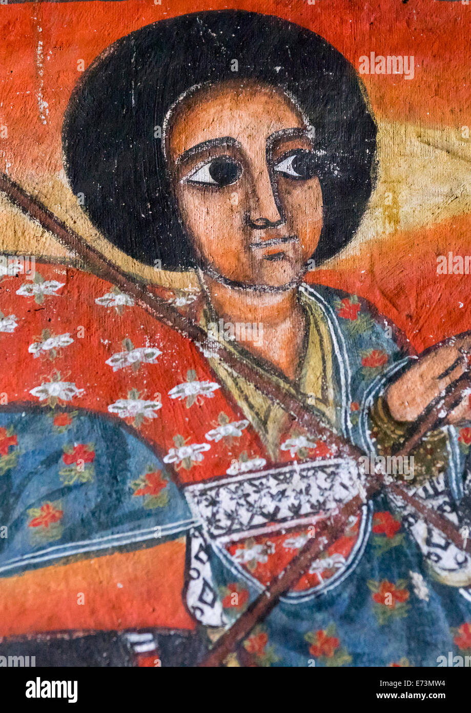 Peinture de St George en Ora Kidane Merhet Église, Bahir Dar, Ethiopie Banque D'Images