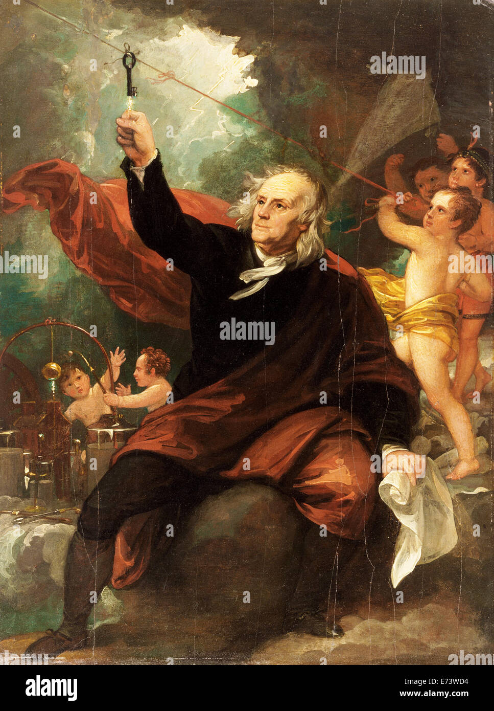 Benjamin Franklin l'électricité Dessin du ciel - par Benjamin West, 1816 Banque D'Images