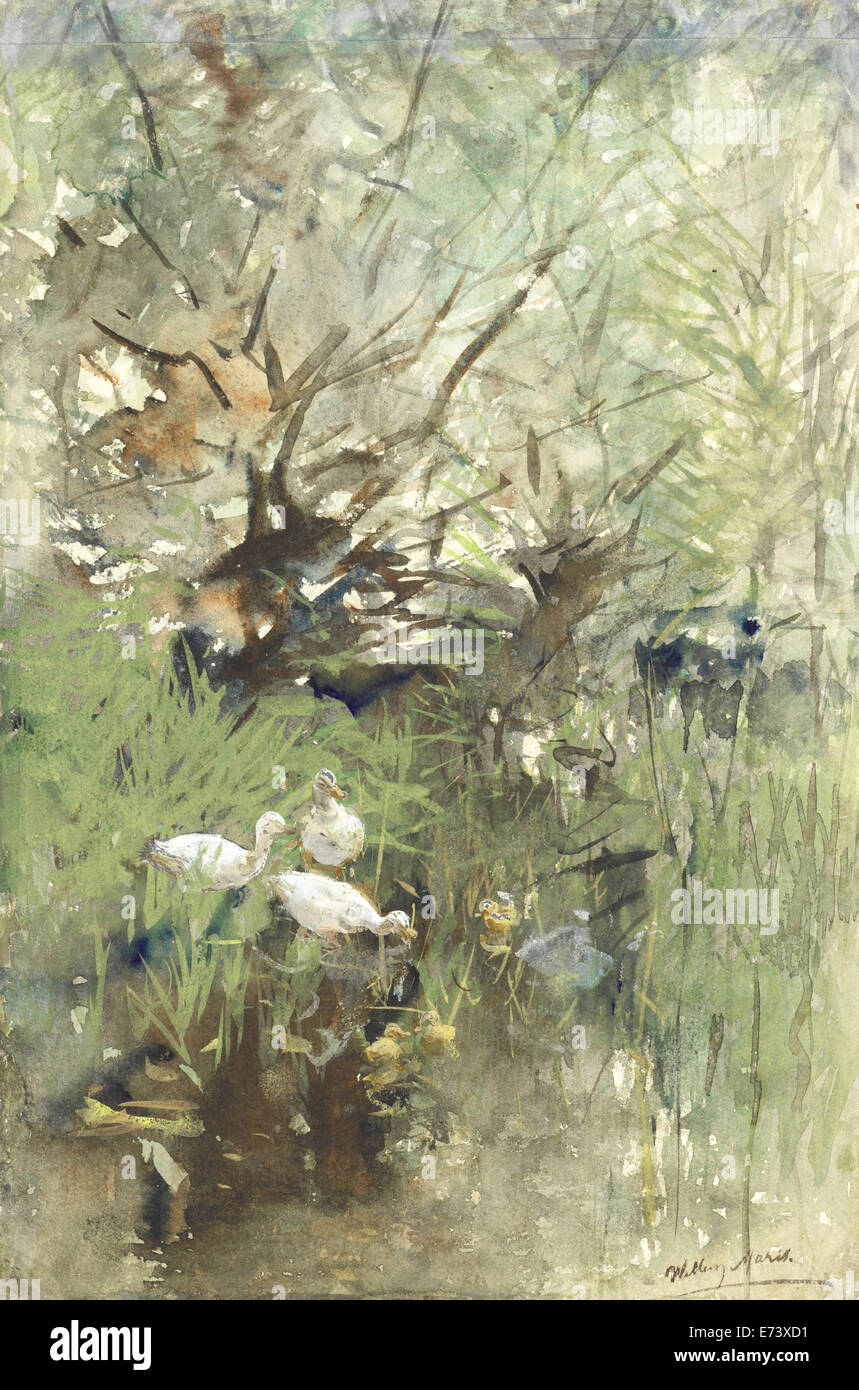 Parmi les canards de saules - par Willem Maris, 1844 - 1910 Banque D'Images