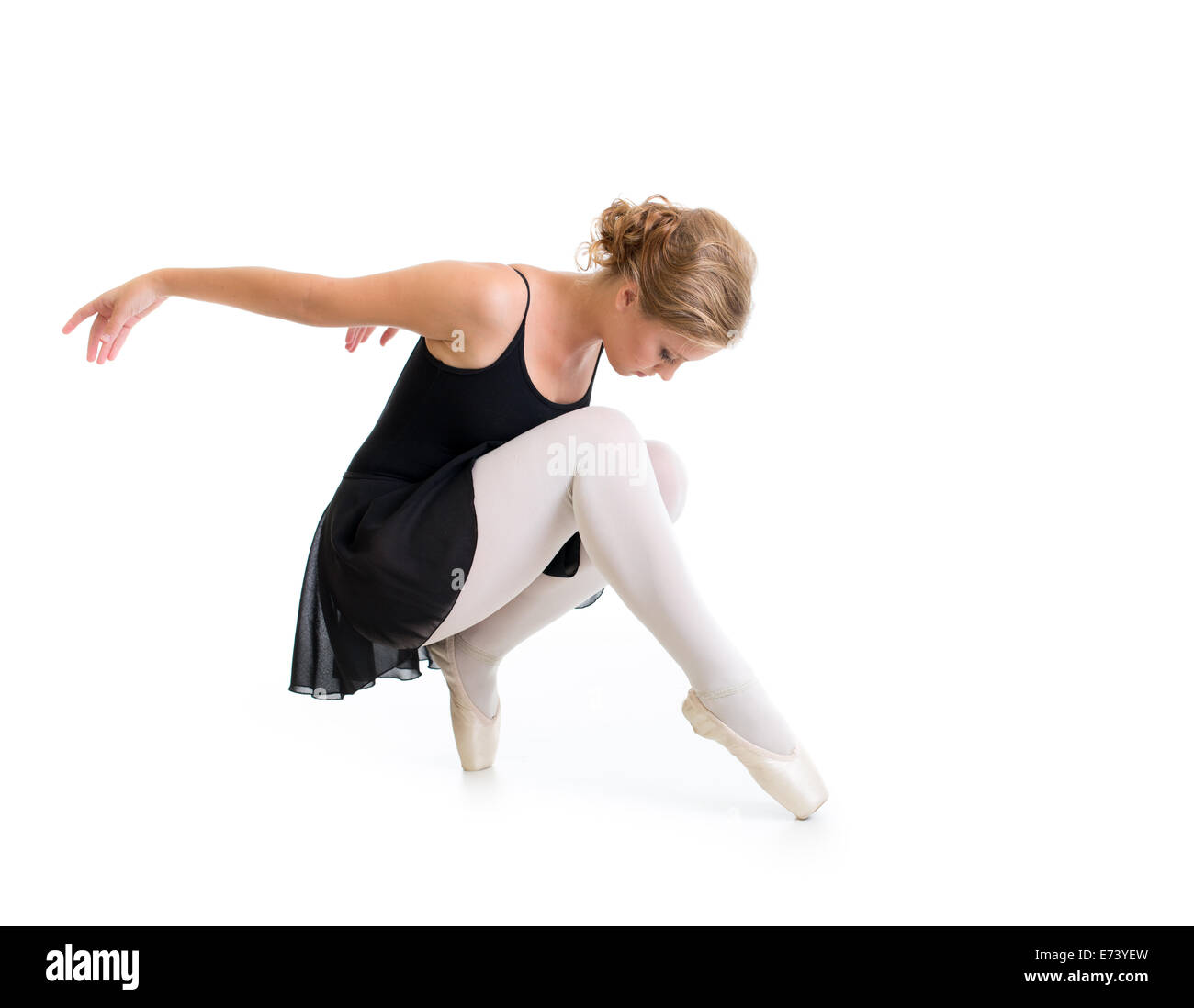 Jeune danseur posant isolated on white Banque D'Images