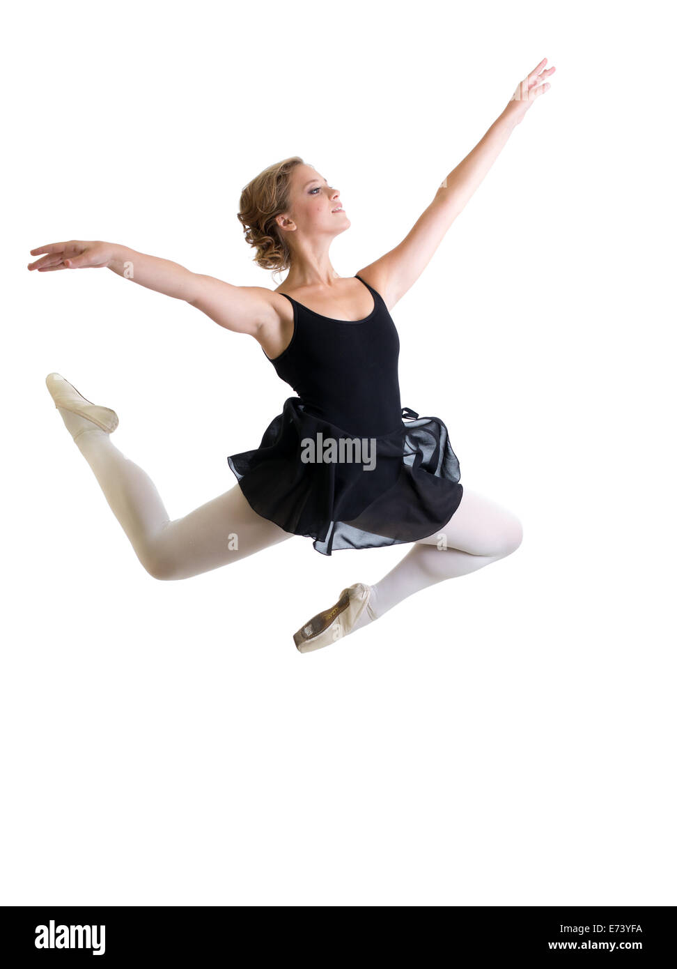 Jumping dancer girl isolated on white Banque D'Images