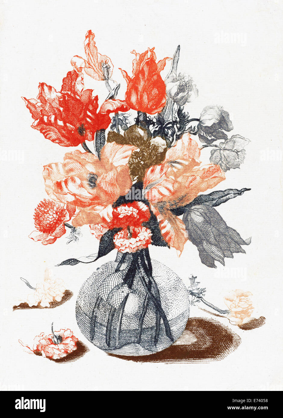 Vase en verre avec des fleurs, Johan Teyler, Jean Baptiste Monnoyer, 1658 - 1712 Banque D'Images