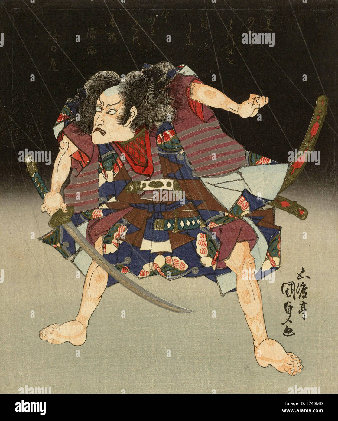 L'acteur Ichikawa Danjûrô VII dans le rôle de Soga no Goro Tokimune Kunisada Utagawa (I) Umenoya Tsuruko, 1825 Banque D'Images