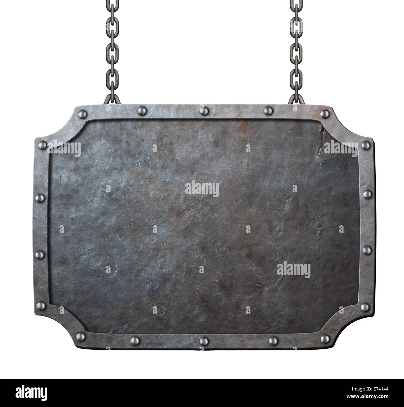 Metal médiéval avec des chaînes ou de l'image signe isolated on white Banque D'Images