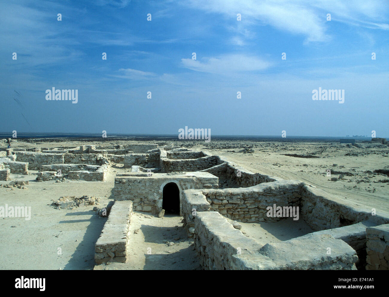 Les ruines d'un peuplement précoce à al-Zubarah, Qatar, vers 18-19th siècle, liste du patrimoine mondial de l'ONU. Banque D'Images