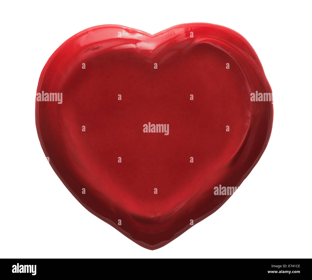 Sceau de cire rouge coeur isolated on white Banque D'Images