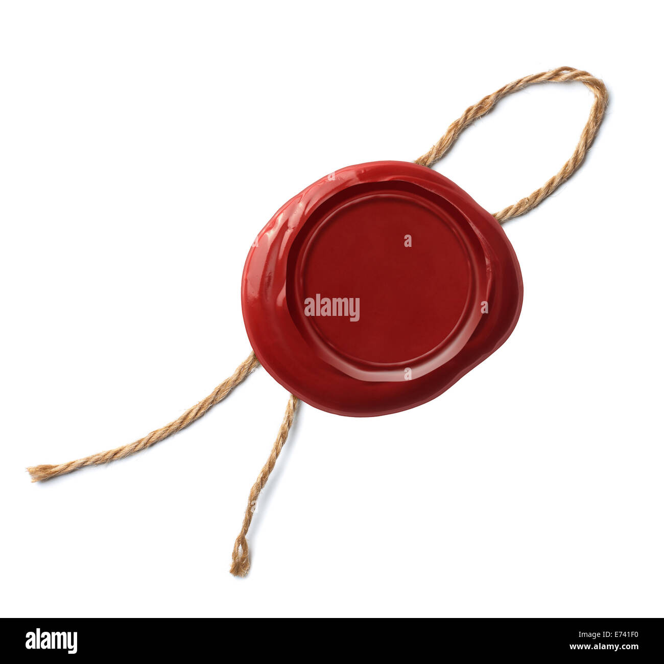 Ancien sceau ou timbre fabriqués à partir de cire rouge isolé Banque D'Images