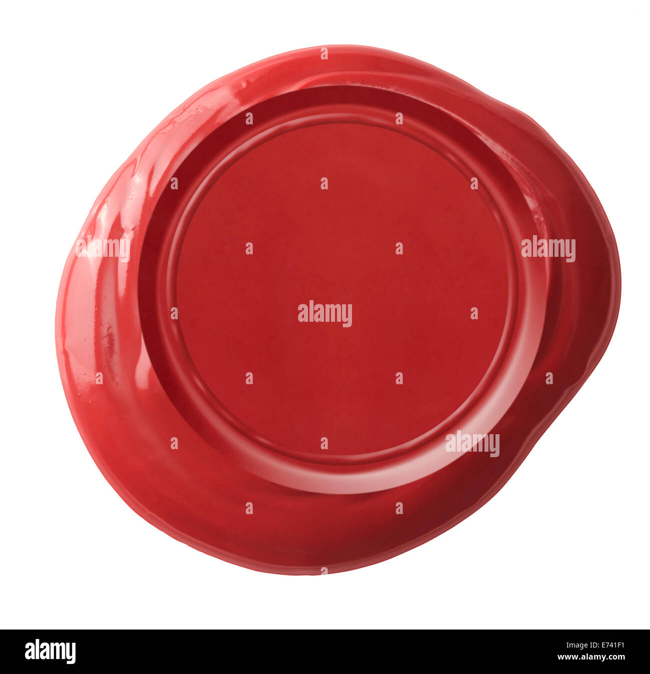 Sceau de cire rouge isolé sur blanc avec chemin de détourage inclus Banque D'Images