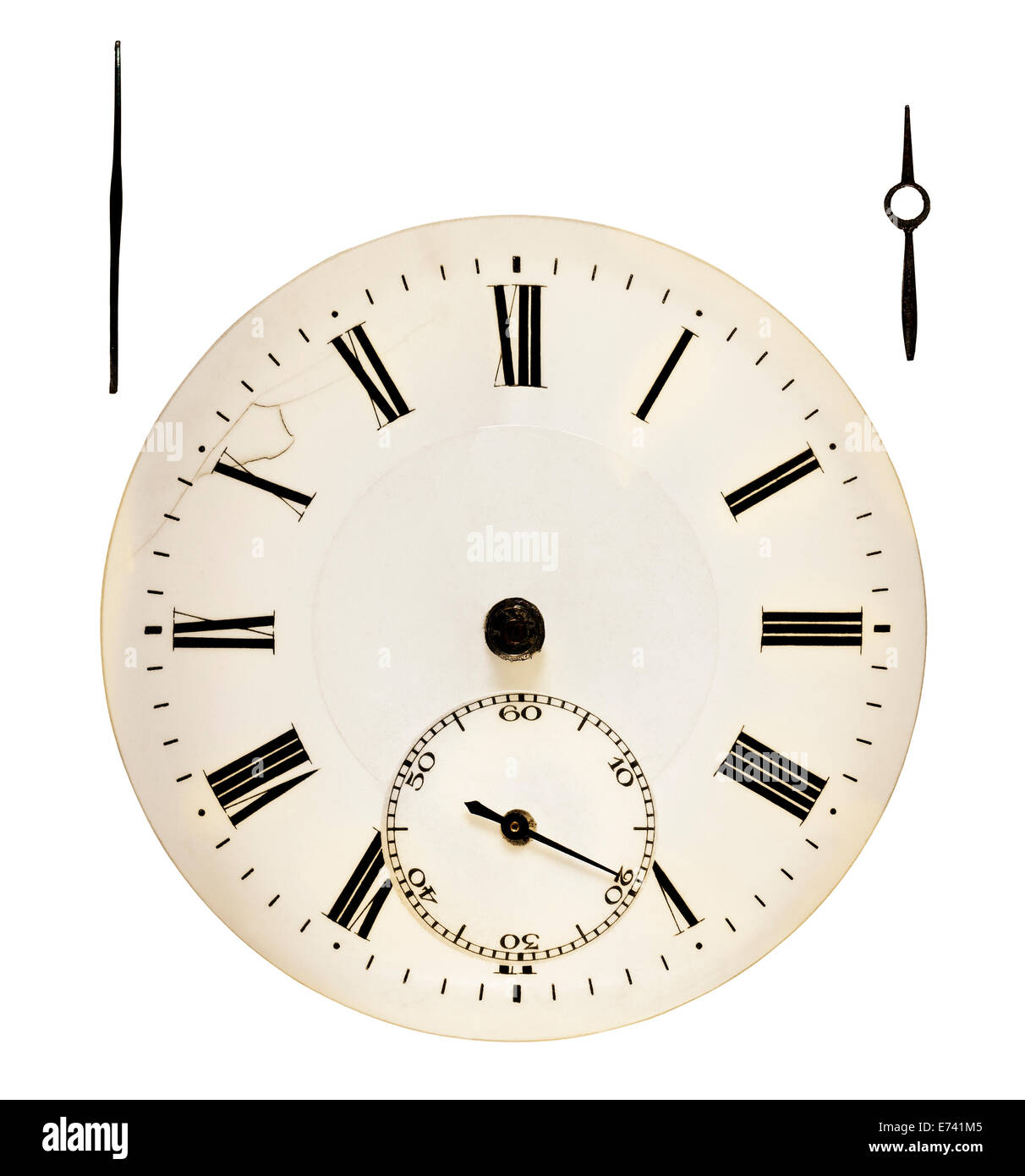 Horloge antique. Dans le sens horaire min heures with clipping path Banque D'Images