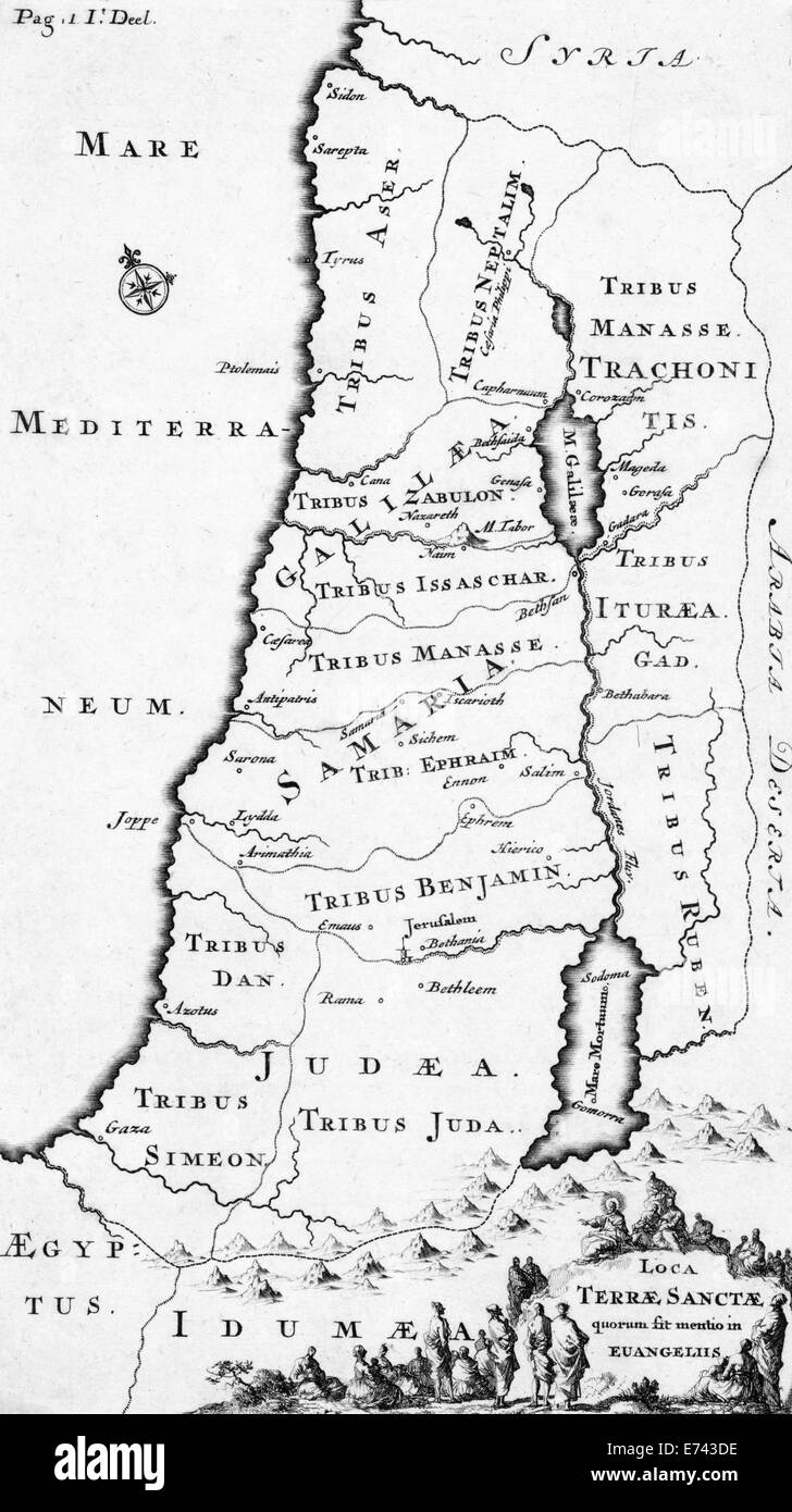 La Palestine de la carte - par Jan Luyken et Willem Broedelet, 1700 Banque D'Images