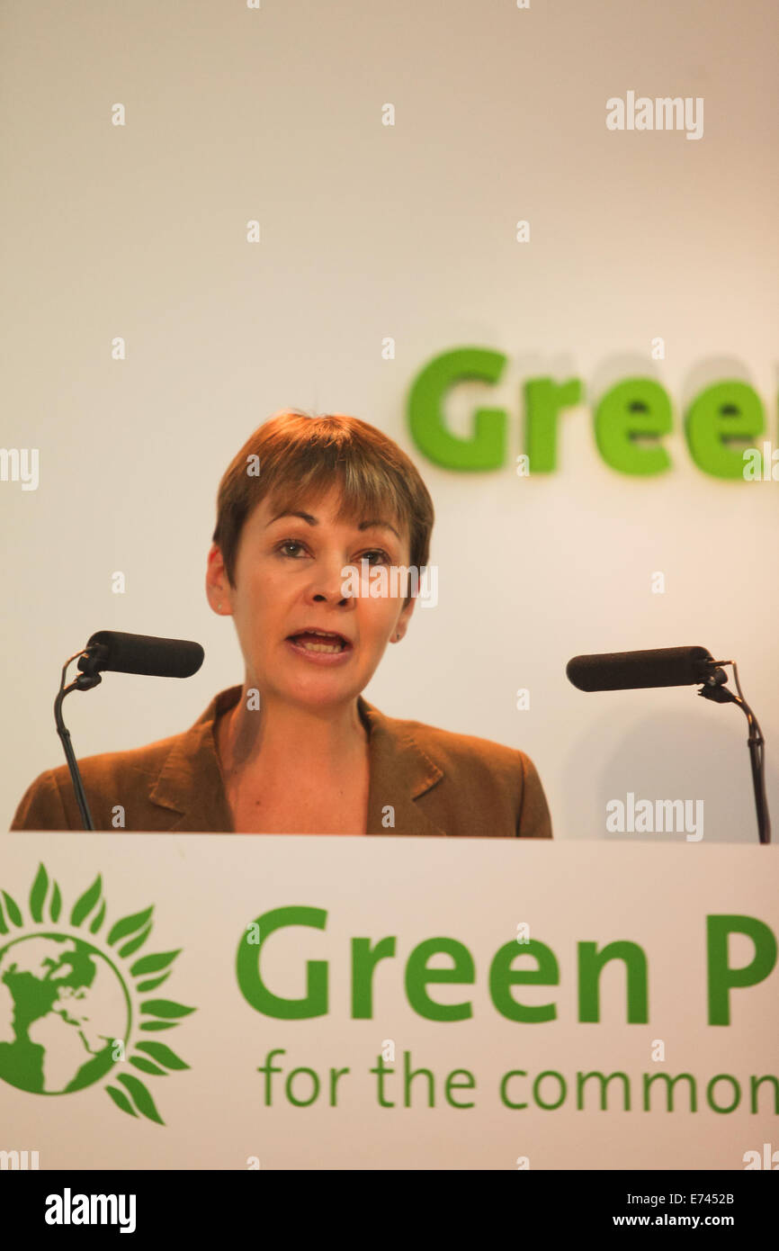 Caroline Lucas, députée du parti vert à la conférence nationale du parti, birmingham 2014 Banque D'Images