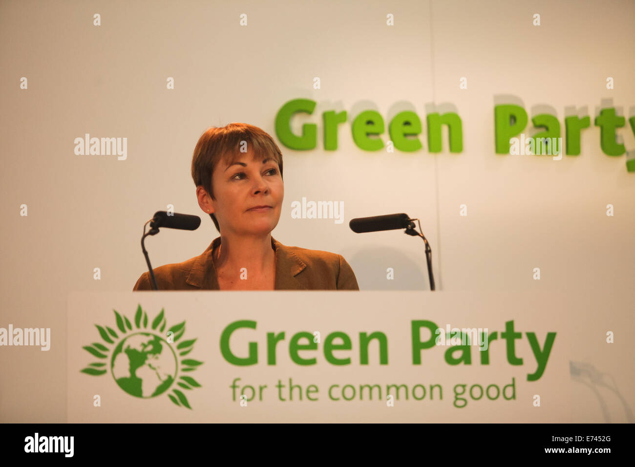 Caroline Lucas, députée du parti vert à la conférence nationale du parti, birmingham 2014 Banque D'Images