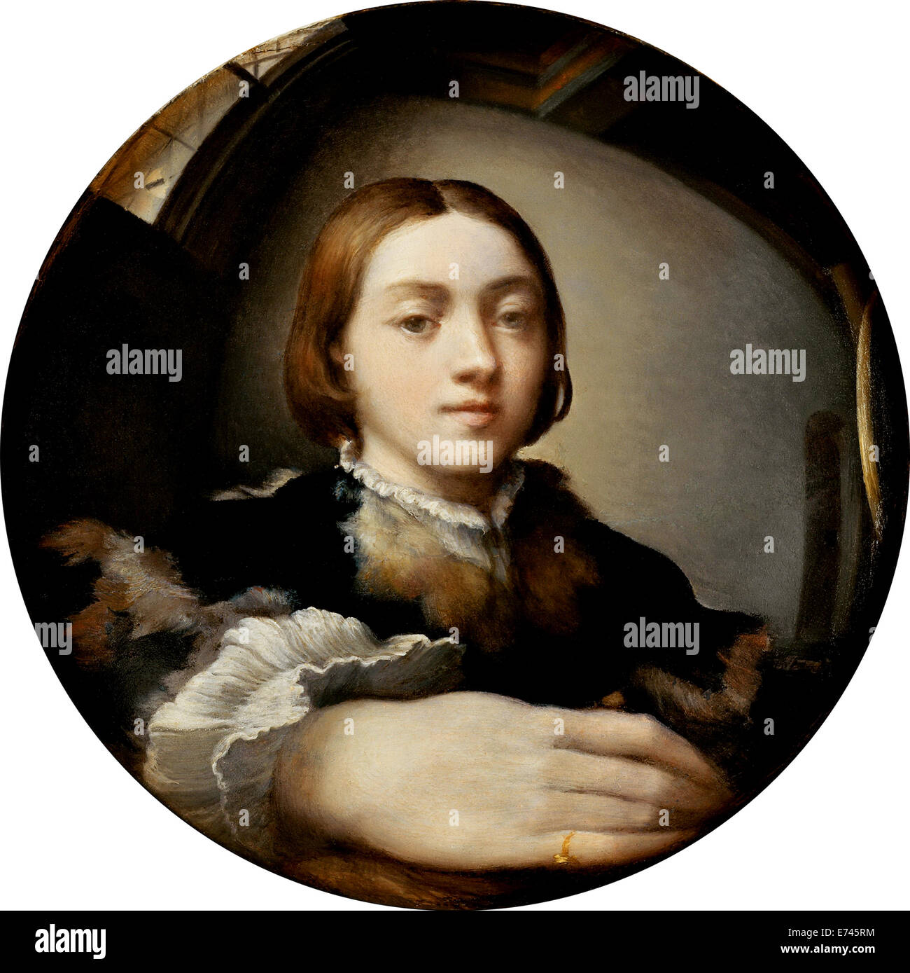 Autoportrait dans un miroir convexe - par Parmigianino, 1524 Banque D'Images