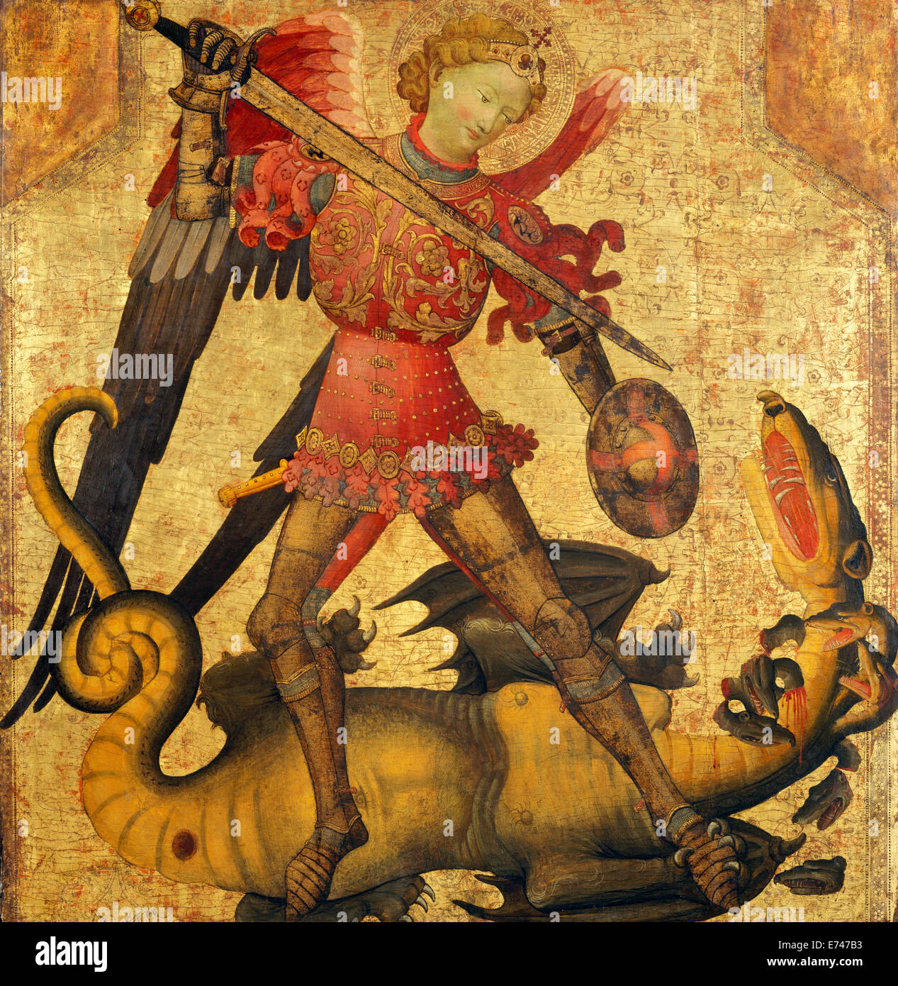 Saint Michel et le Dragon - par l'artiste espagnol inconnu, 1405 Banque D'Images