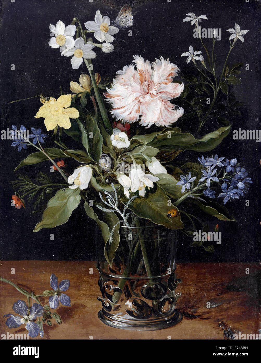 Nature morte avec fleurs dans un verre - par Jan Brueghel, 1625 - 1630 Banque D'Images