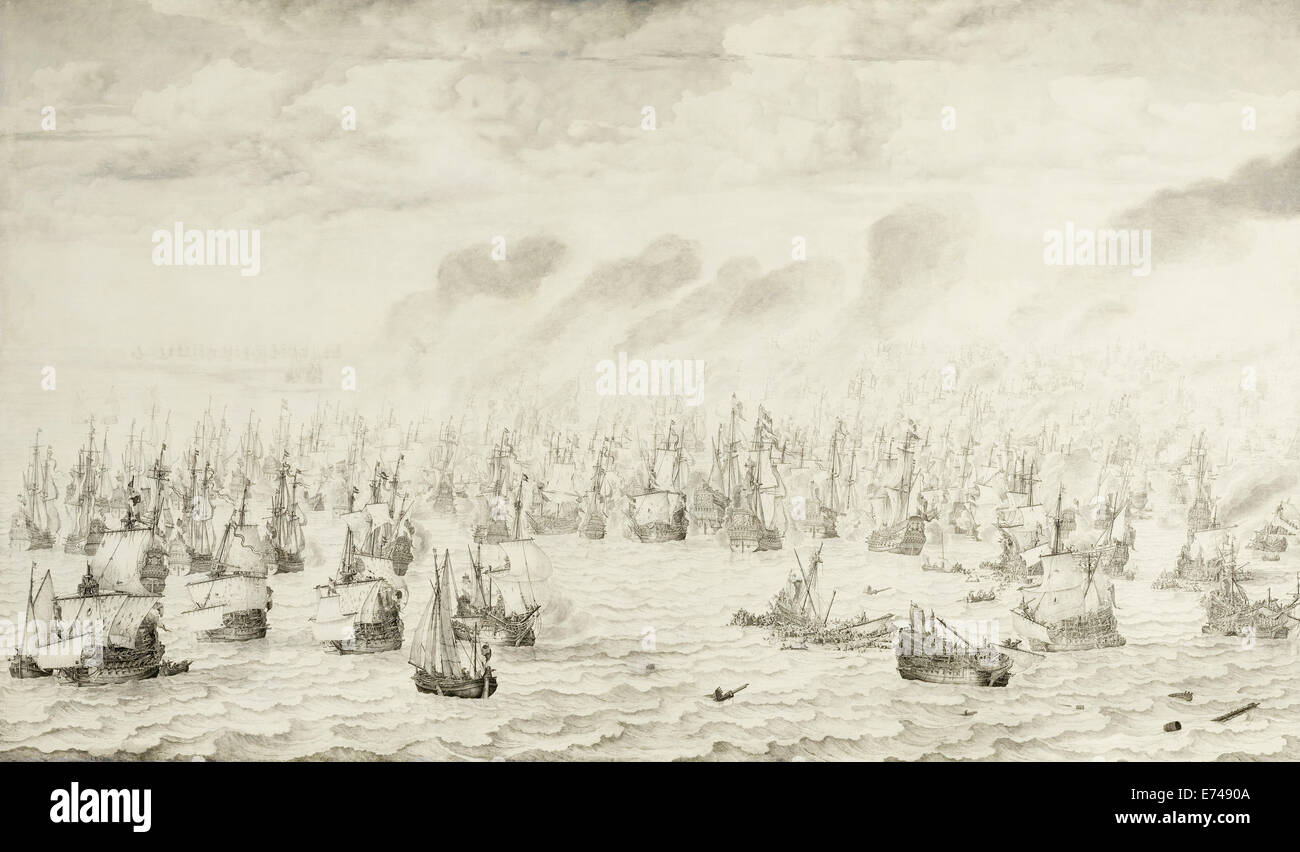 La bataille de Terheide - par Willem van de Velde, 1657 Banque D'Images