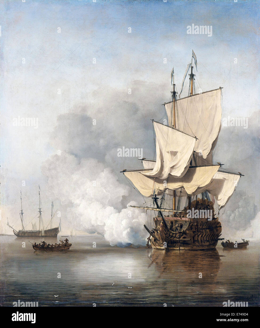 Le coup de canon - par Willem van de Velde, 1680 Banque D'Images