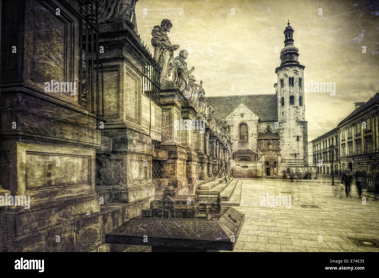 L'architecture historique de Cracovie en style retro Banque D'Images