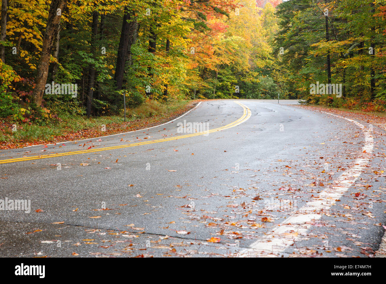 Route 118 à Woodstock, New Hampshire USA pendant les mois d'automne Banque D'Images