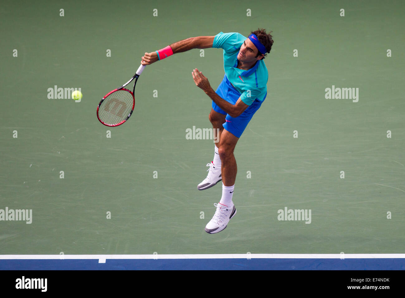 New York, États-Unis. Sep 6, 2014. Roger Federer (SUI) a été défait par Marin Cilic (CRO) Demi-finale chez les hommes. Credit : PCN Photography/Alamy Live News Banque D'Images