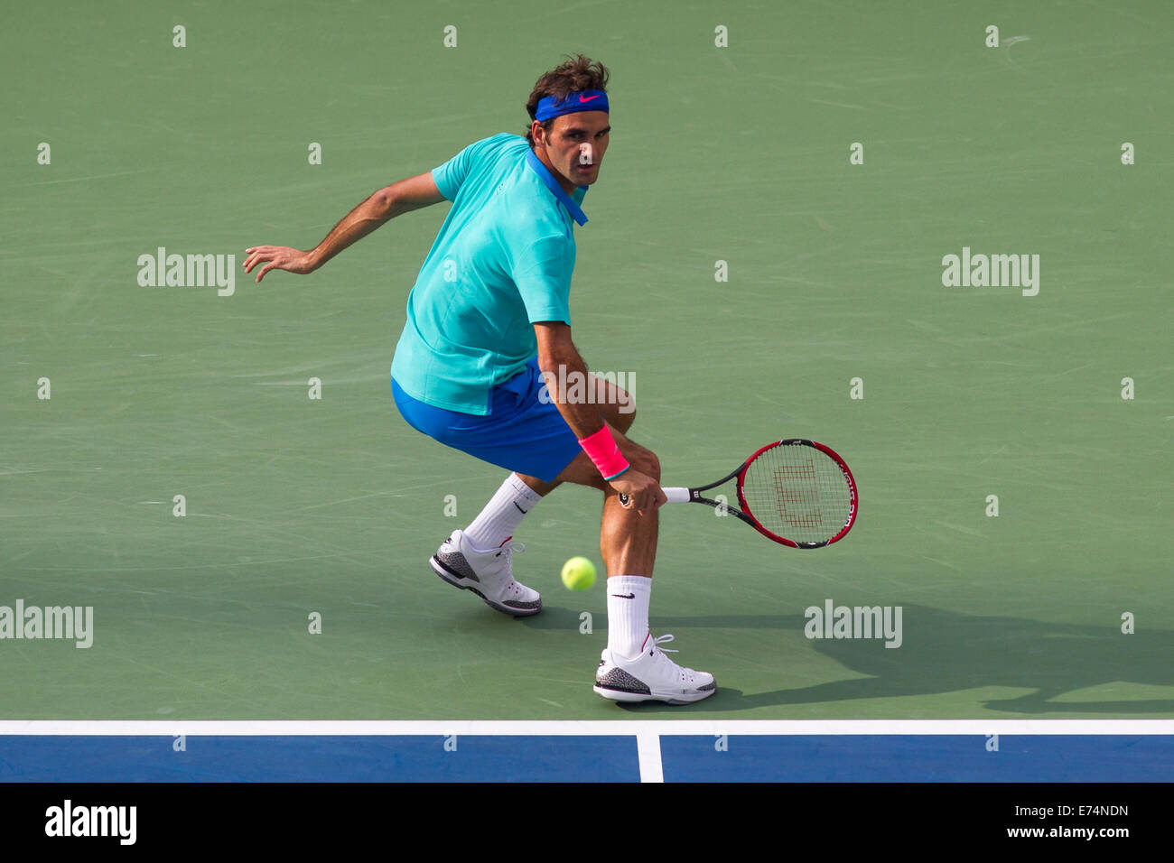 New York, États-Unis. Sep 6, 2014. Roger Federer (SUI) a été défait par Marin Cilic (CRO) Demi-finale chez les hommes. Credit : PCN Photography/Alamy Live News Banque D'Images