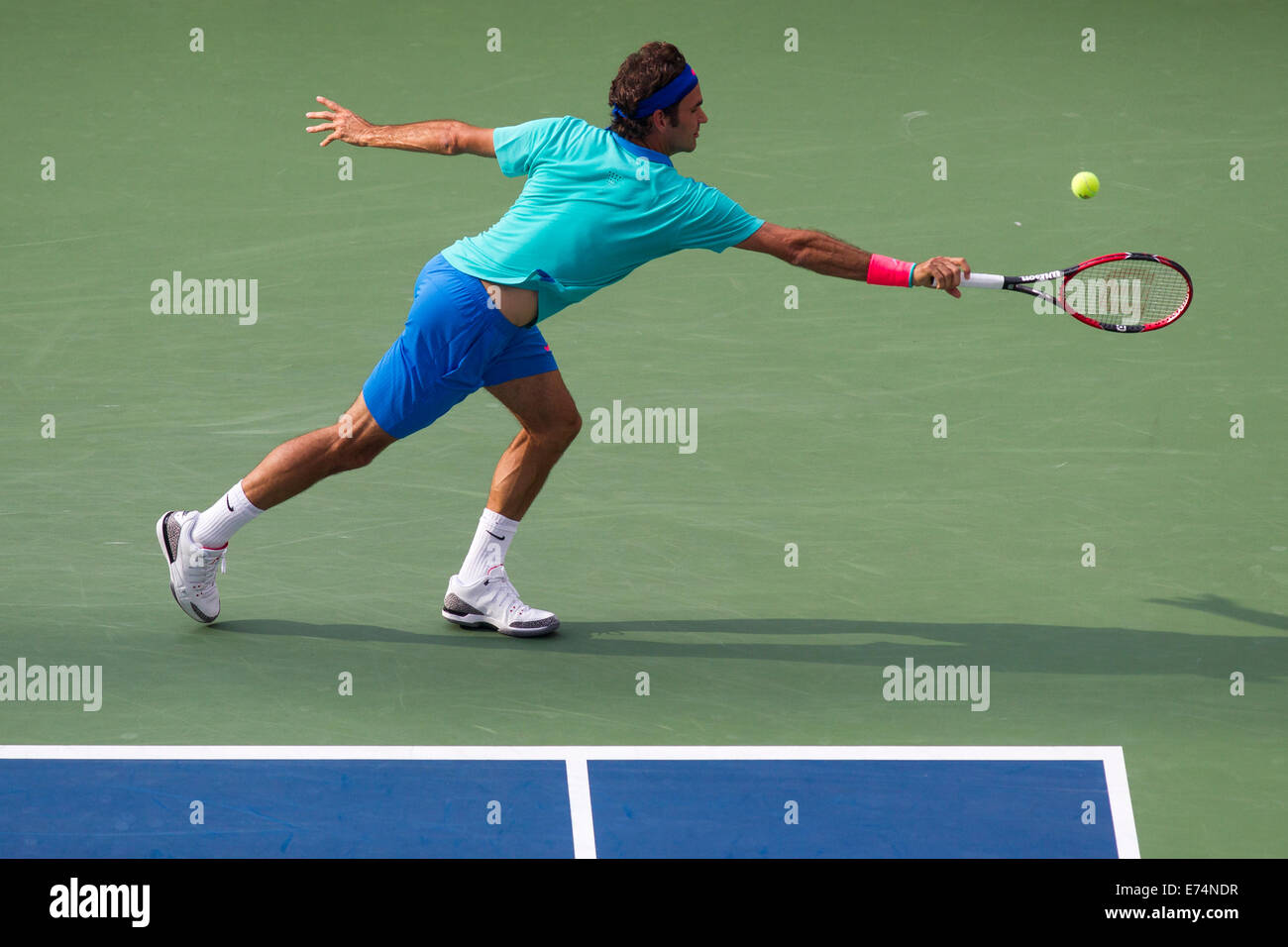 New York, États-Unis. Sep 6, 2014. Roger Federer (SUI) a été défait par Marin Cilic (CRO) Demi-finale chez les hommes. Credit : PCN Photography/Alamy Live News Banque D'Images