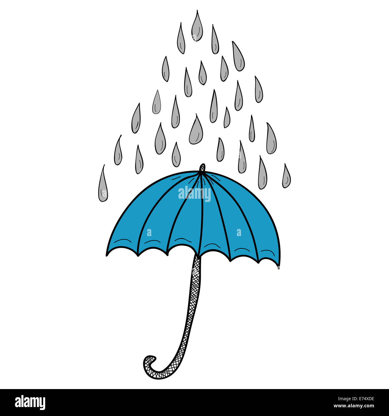 Doodle parapluie et gouttes Photo Stock - Alamy