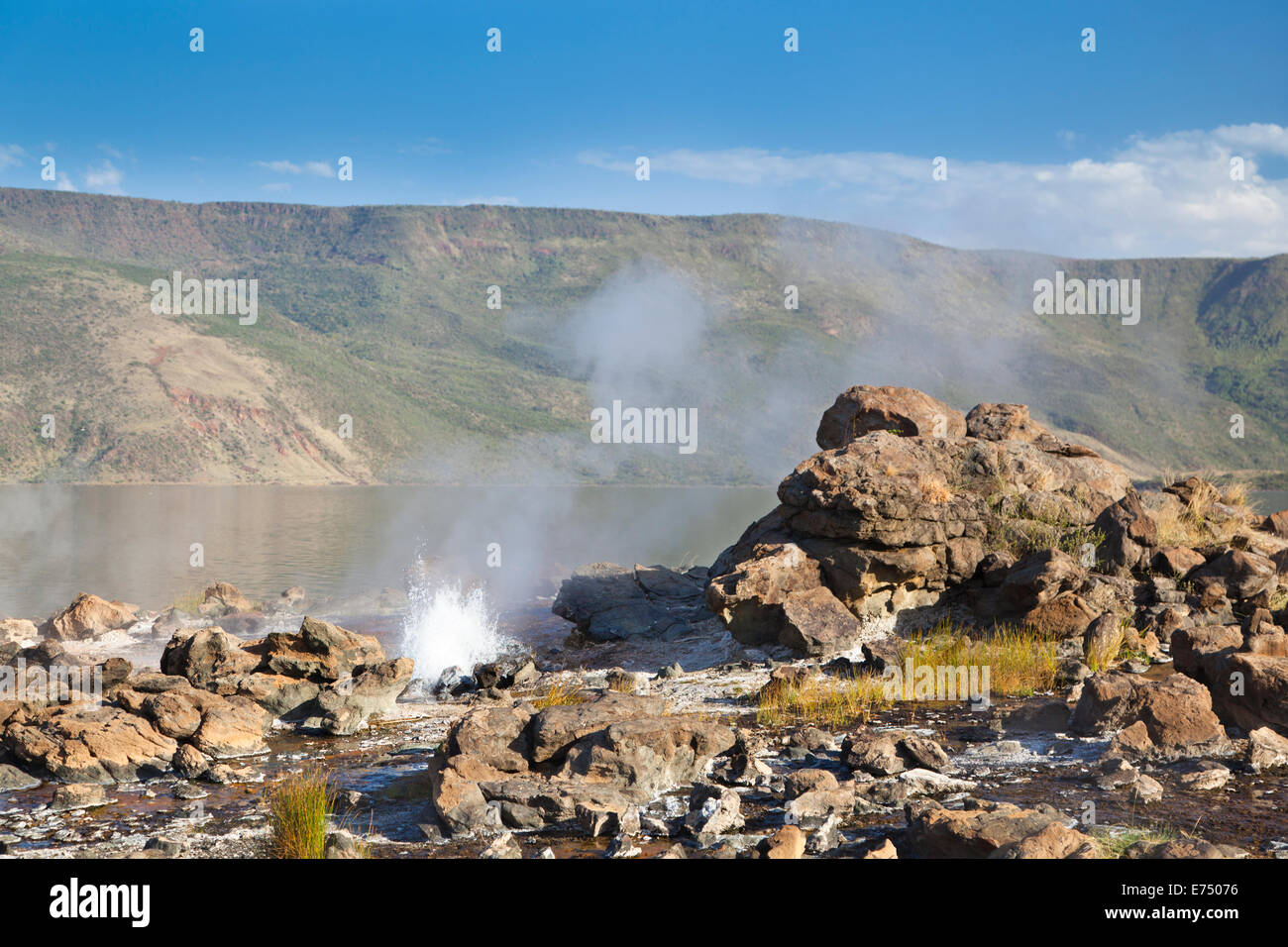 Hot springs au lac Bogoria, au Kenya. Banque D'Images