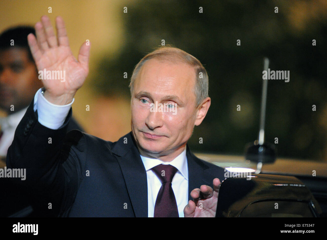 Portrait du président russe Vladimir Poutine, en photo au cours de sa visite officielle en France pour le D-Day 2014 commémorations. Banque D'Images