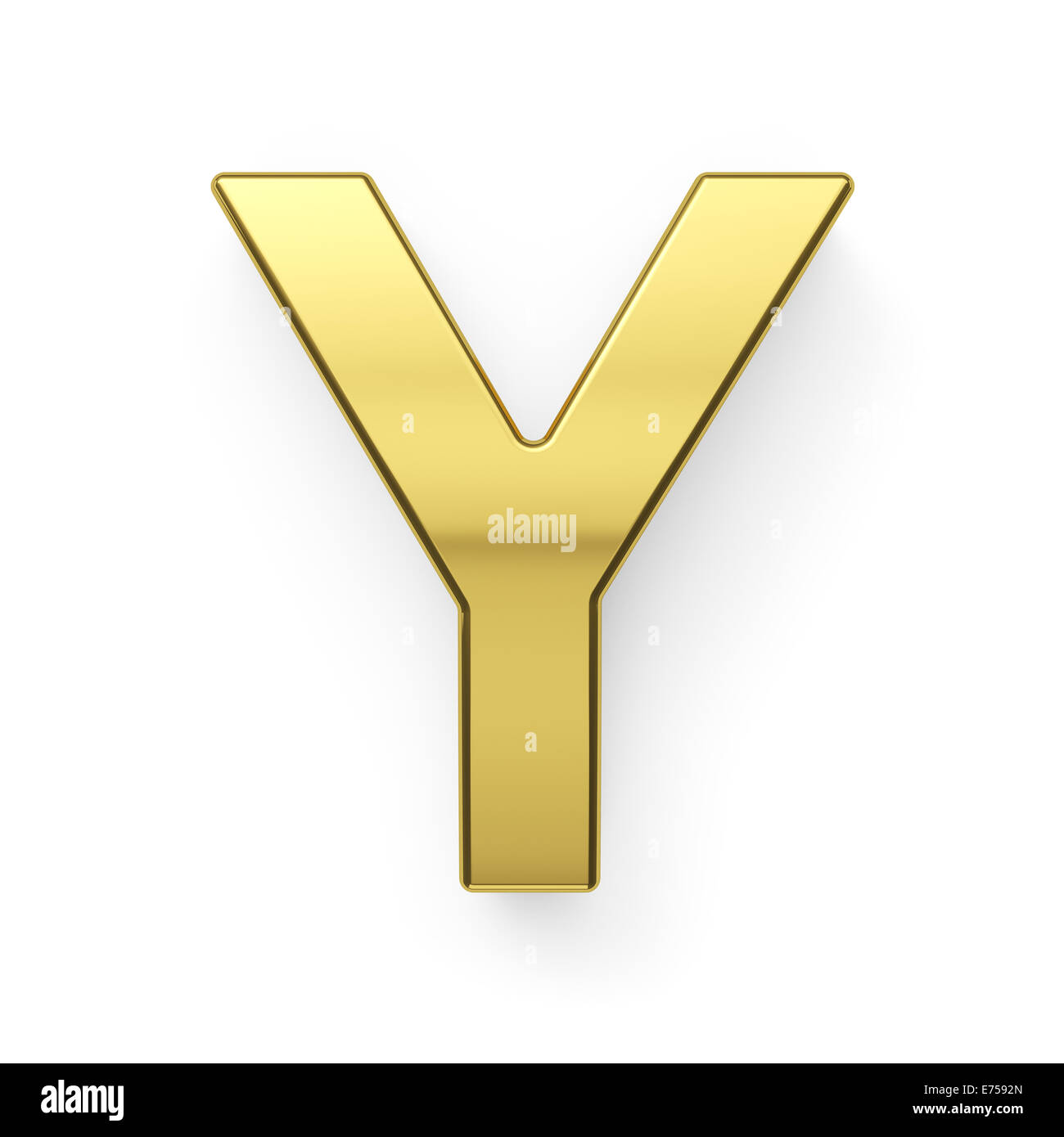 3D render of golden lettre alphabet symbole - Y. isolé sur fond blanc Banque D'Images