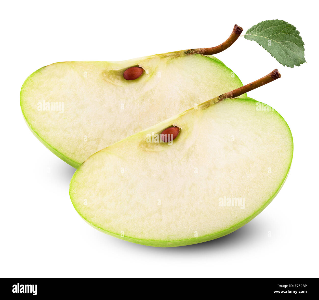 La tranche de pomme isolé sur fond blanc. Clipping Path Banque D'Images