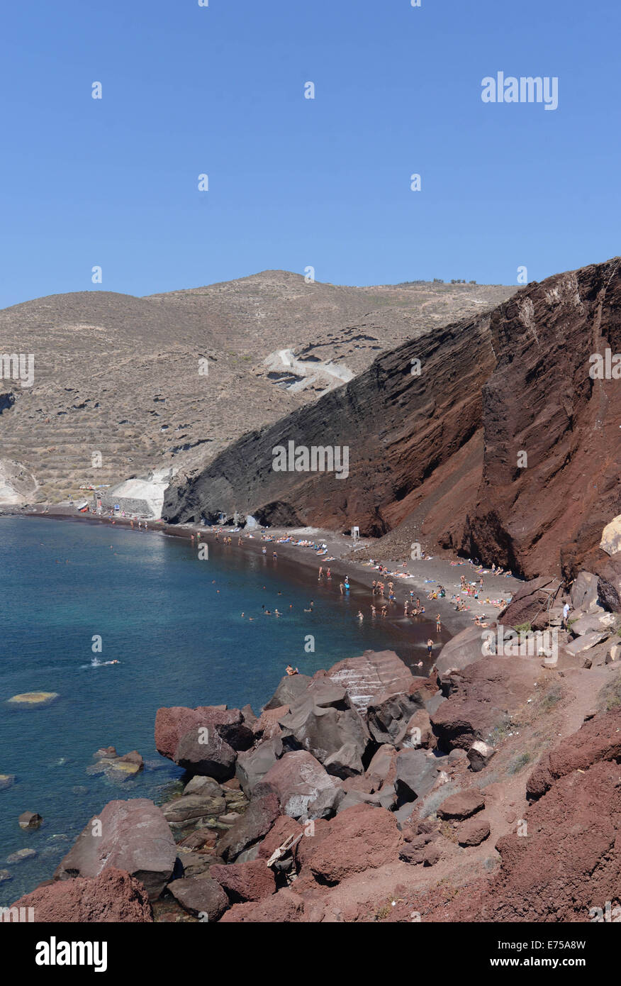 Photo de la soi-disant 'Beach' près de l'Akrotiri à Santorin, Grèce. Banque D'Images