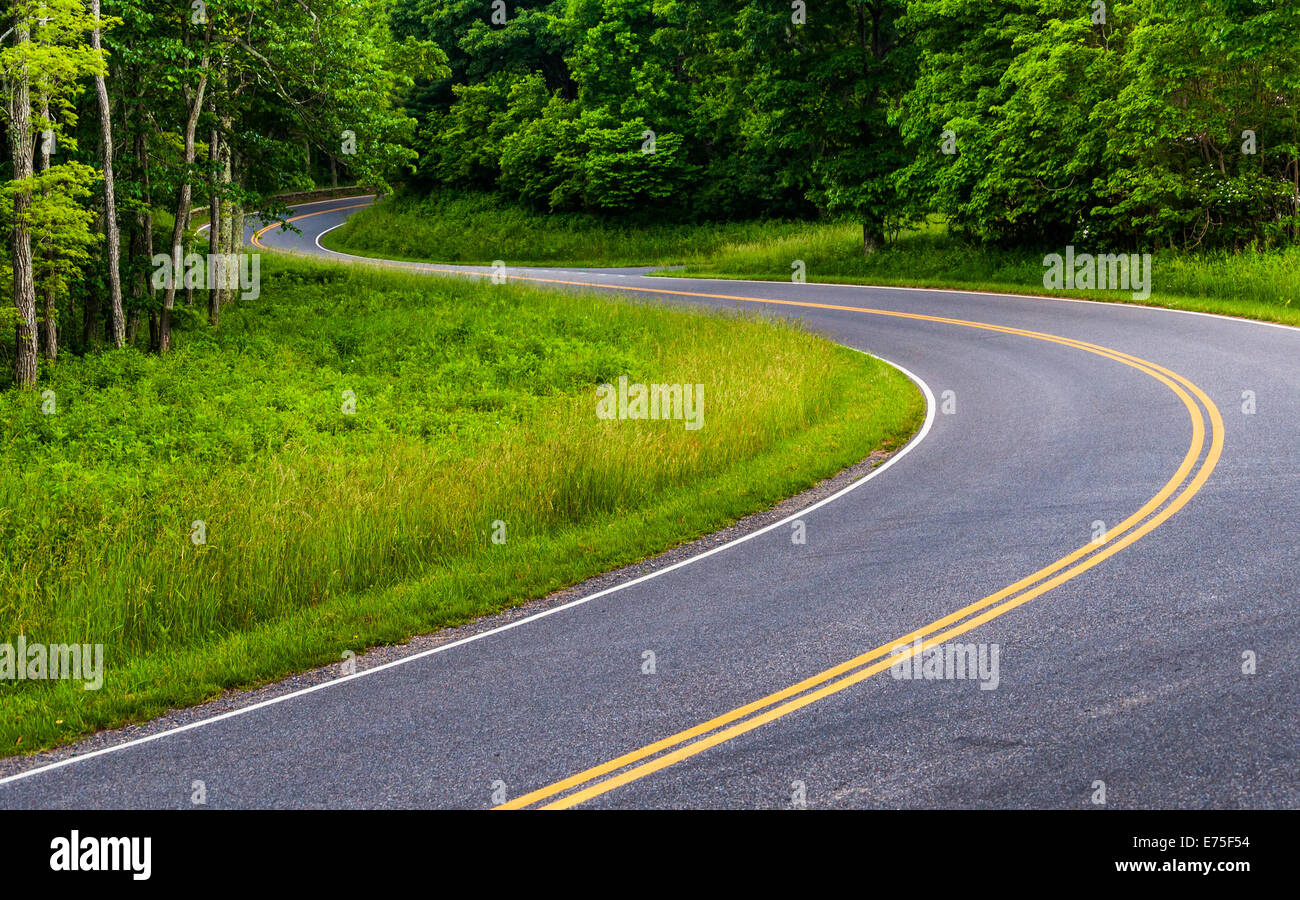 Courbes sur Skyline Drive dans le Parc National Shenandoah, en Virginie. Banque D'Images
