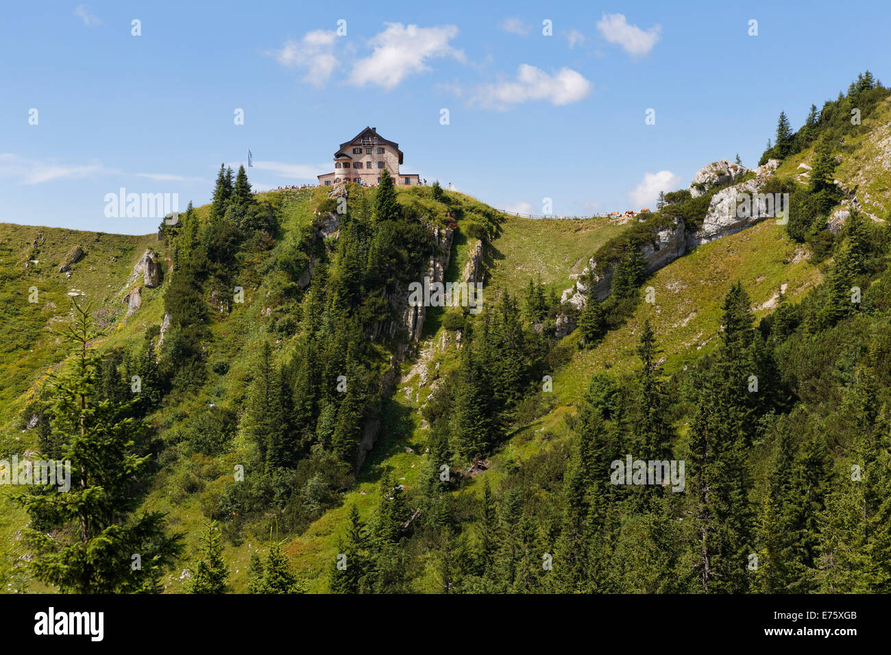 Rotwandhaus refuge, région du lac Spitzingsee, Mangfall montagnes, Haute-Bavière, Bavière, Allemagne Banque D'Images