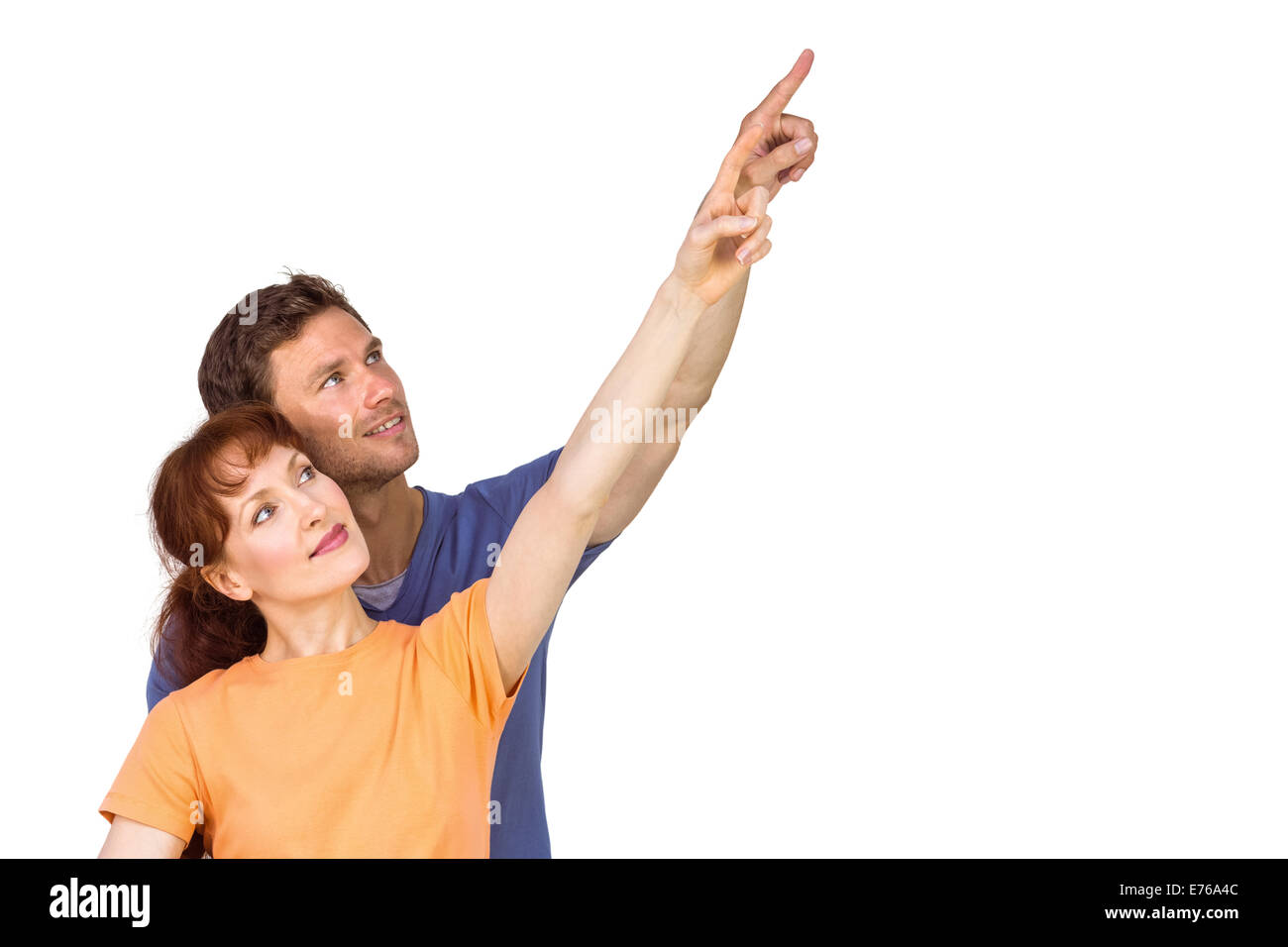 Couple heureux ensemble vers le haut Banque D'Images