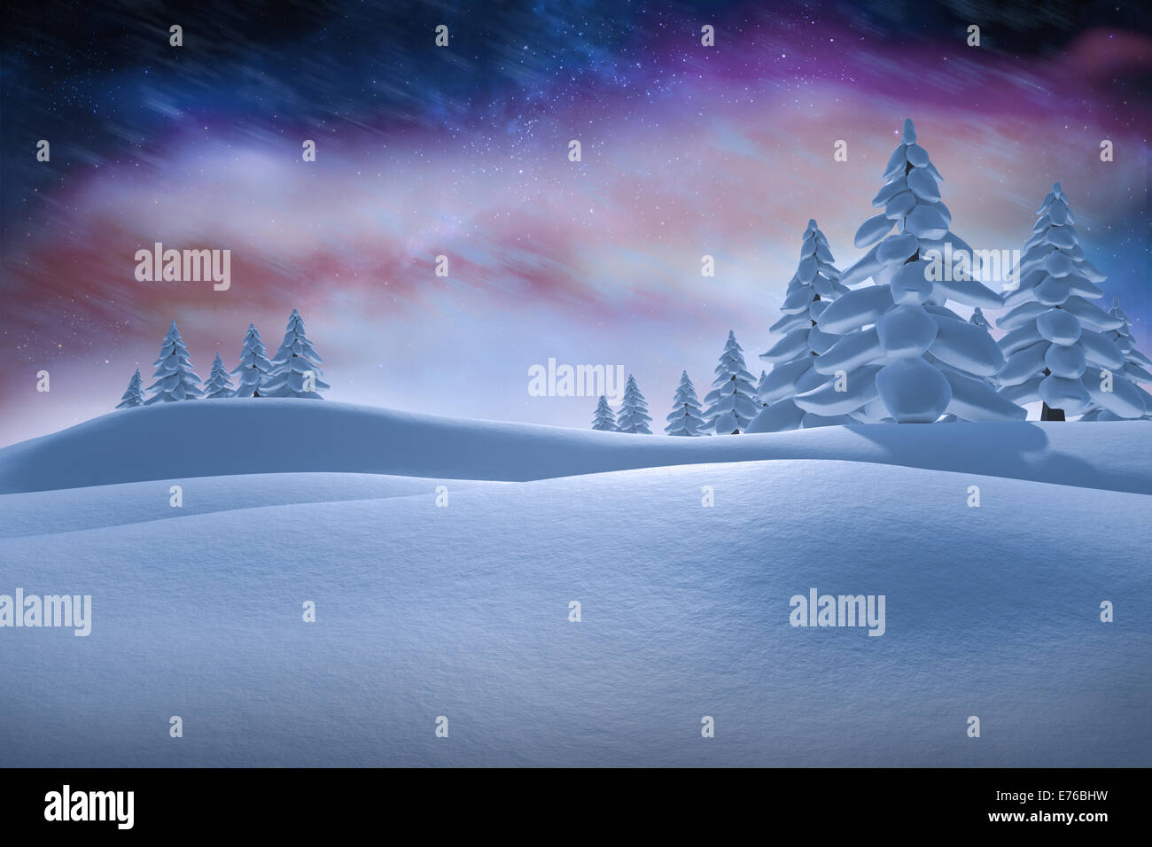 Image composite de paysage de neige blanche de sapins Banque D'Images