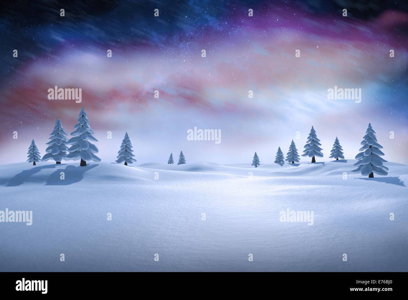 Image composite de paysage de neige blanche de sapins Banque D'Images