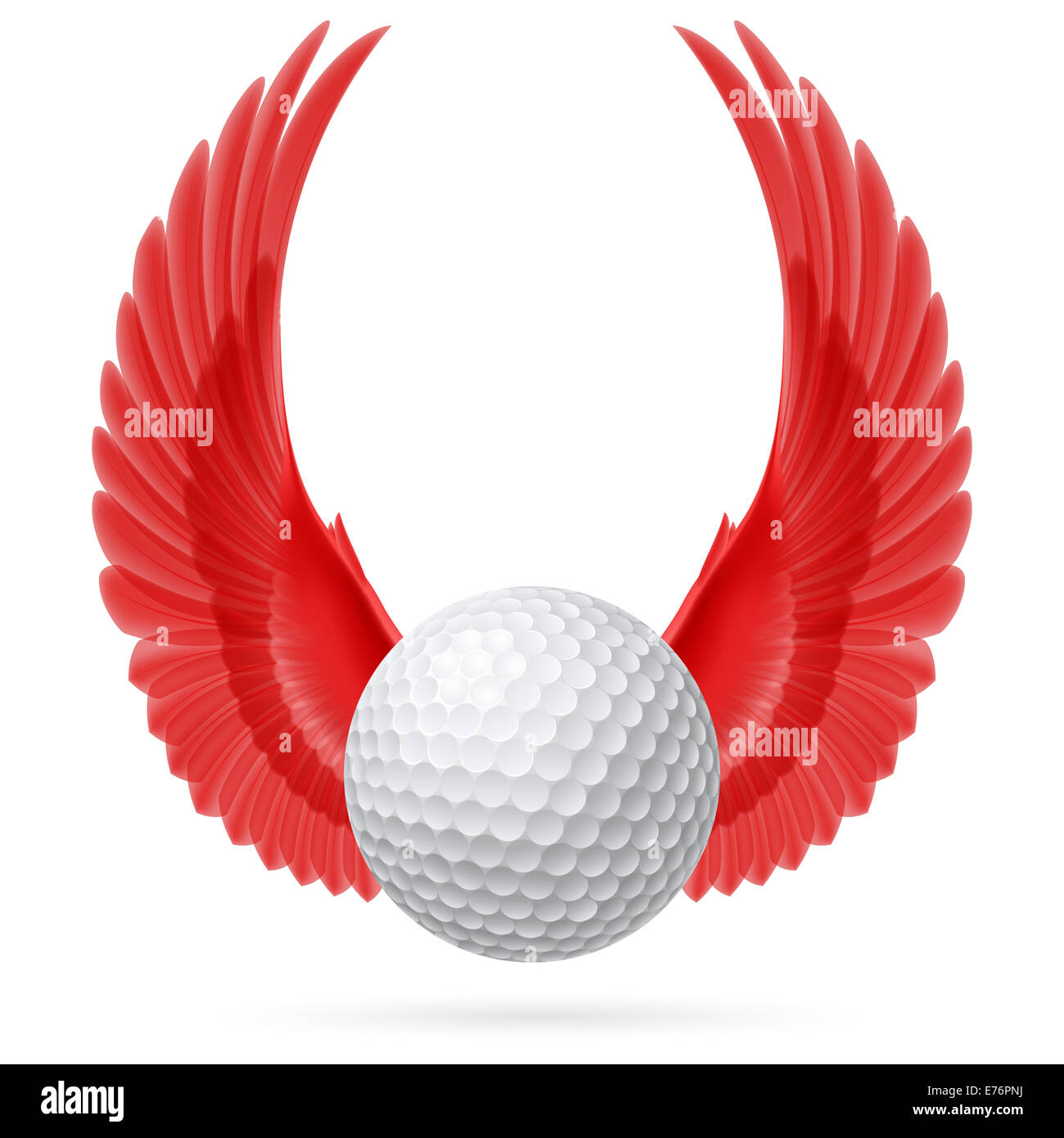 Balle de Golf avec soulevées jusqu'ailes rouges Banque D'Images