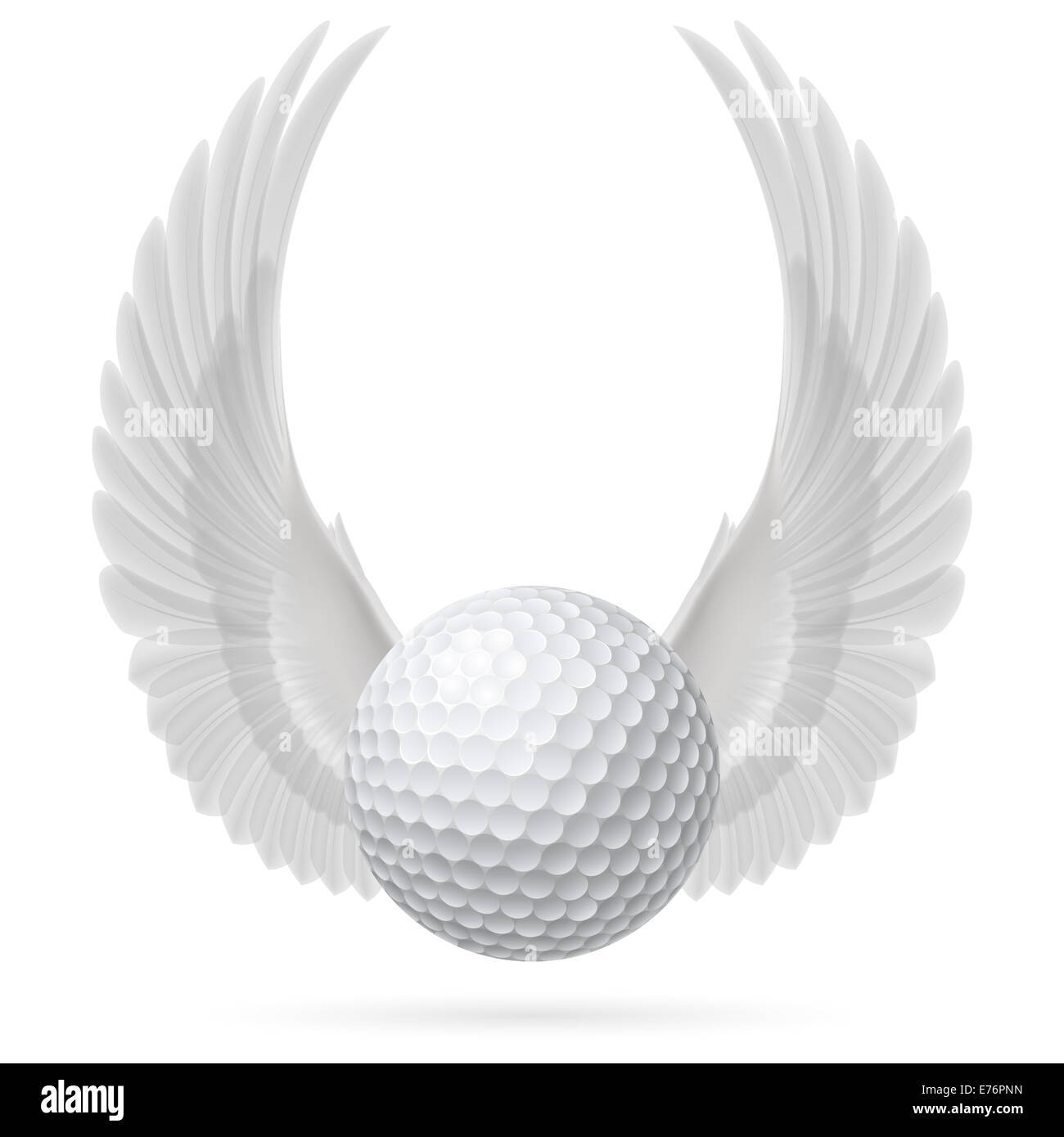 Balle de Golf avec soulevées jusqu'ailes blanches Banque D'Images