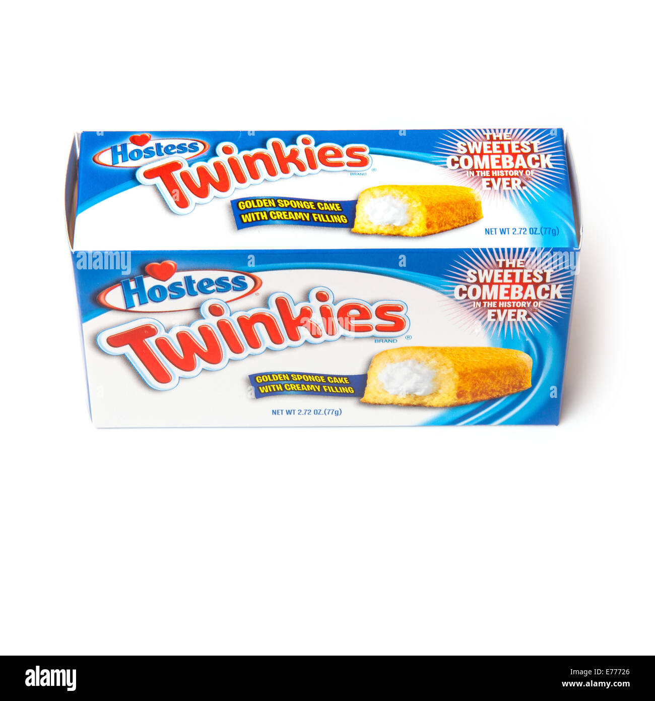 Twinkies American cream rempli de gâteaux éponge, isolated on a white background studio. Banque D'Images