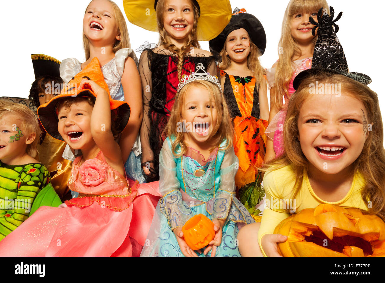 Happy kids wearing Halloween costumes close-up Banque D'Images