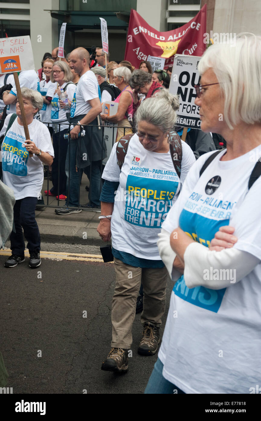 Mars du peuple de Jarrow à Londres pour enregistrer le NHS 6 Septembre 2014 Banque D'Images