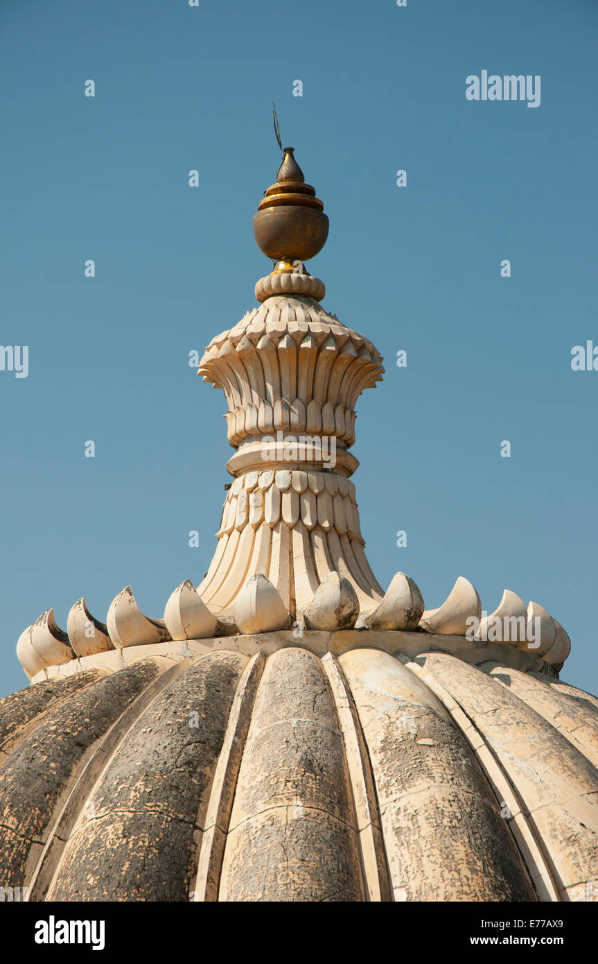 Dôme cannelé sur Fort de Kumbhalgarh, Kumbhalgarh, Rajasthan, Inde. Banque D'Images