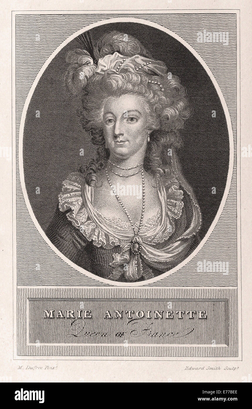Marie Antoinette reine de France - Gravure britannique - XIX ème siècle Banque D'Images