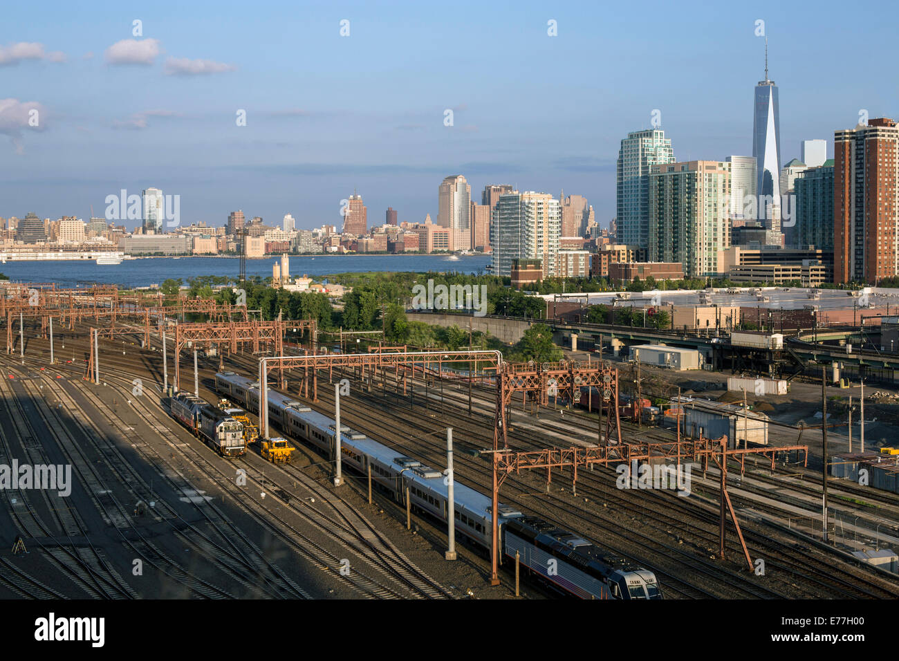 Gare de triage d'Hoboken avec Manhattan train tracks Banque D'Images