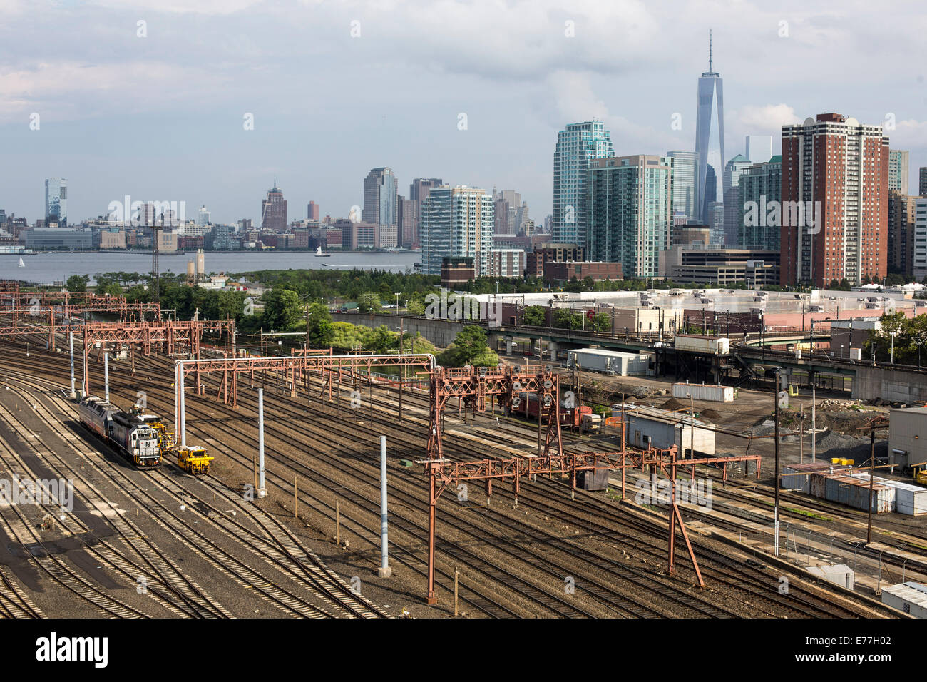 Gare de triage d'Hoboken avec Manhattan train tracks Banque D'Images