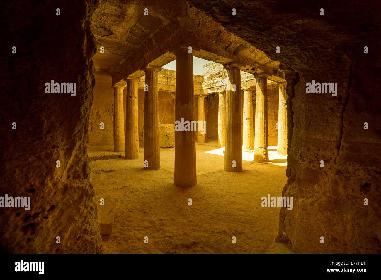 Complexe funéraire excavée, Paphos, Chypre. Banque D'Images